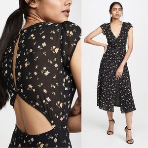 REFORMATION Wellfleet dress, black ditzy florals 2